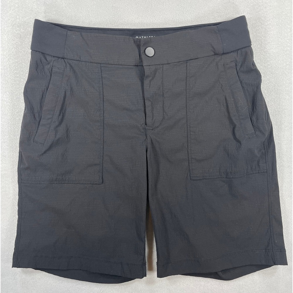 Athleta Womens Shorts Trekkie Bermuda 2.0 Black Nylon Ripstop 4
